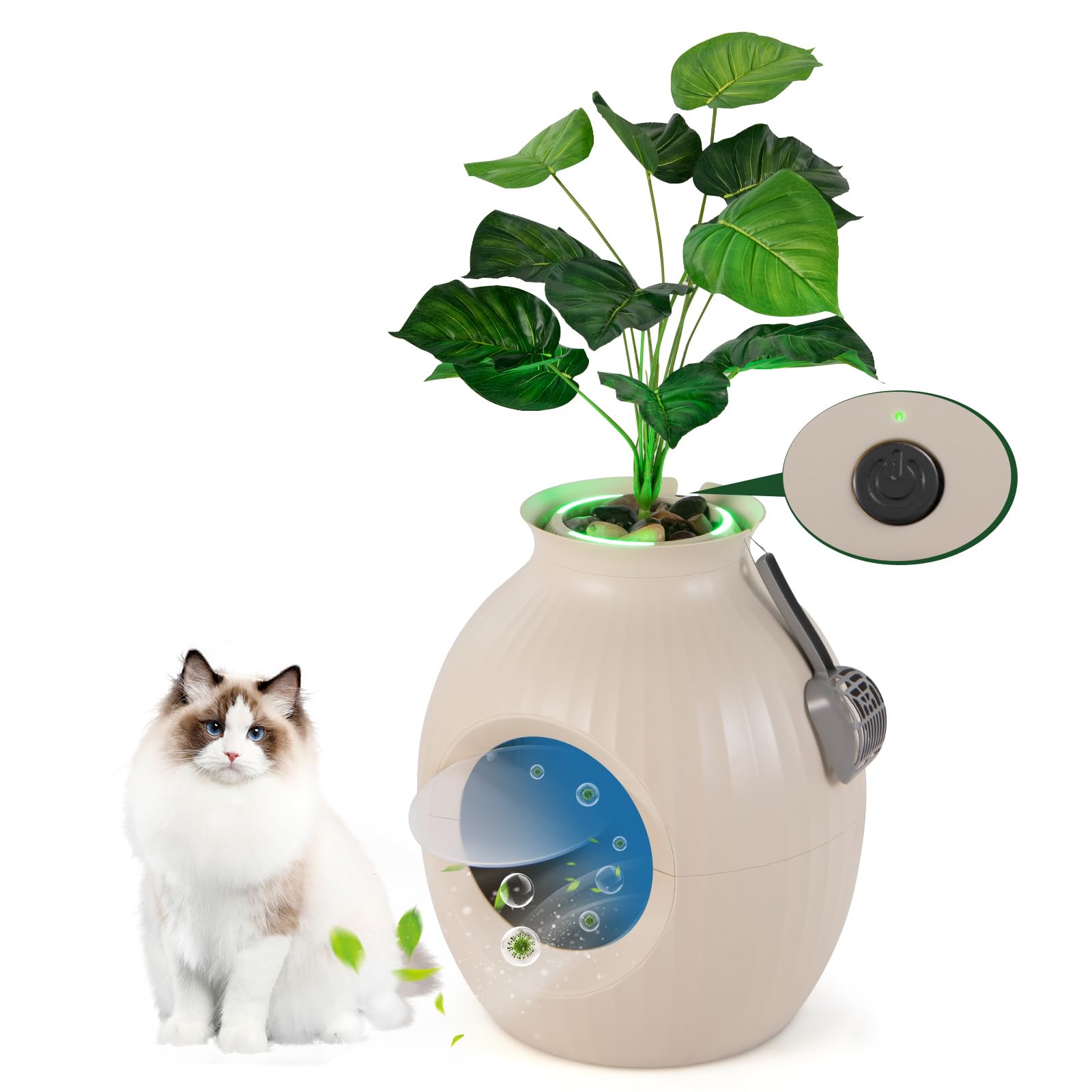 Tangkula Hidden Litter Box Plant, Cat Litter Box Enclosure Furniture with Odor Removal System